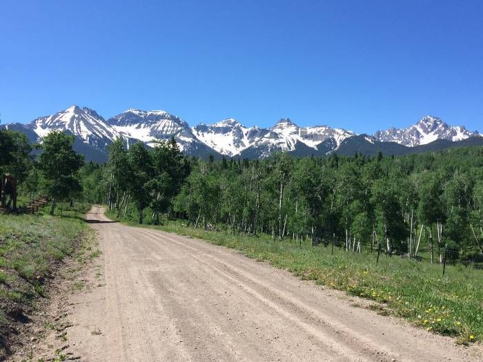 Biking on County Road 5 above Ridgway